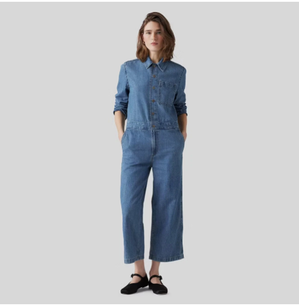 Levi's Women XXL Long Sleeve Heritage Jumpsuit NWT Reg 95 Playdate Blue Med Wash